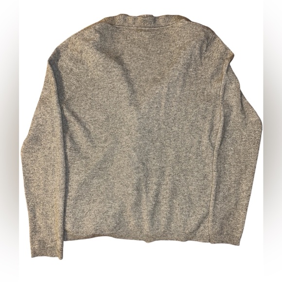 Garnet Hill 100% Cashmere Gray Button Up Ruffle Cardigan Sweater Size M - Picture 4 of 5